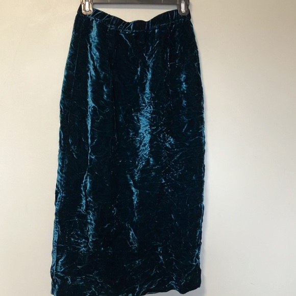 Eileen Fisher Vintage Blue Teal Velvet Wrap Skirt - Picture 6 of 10